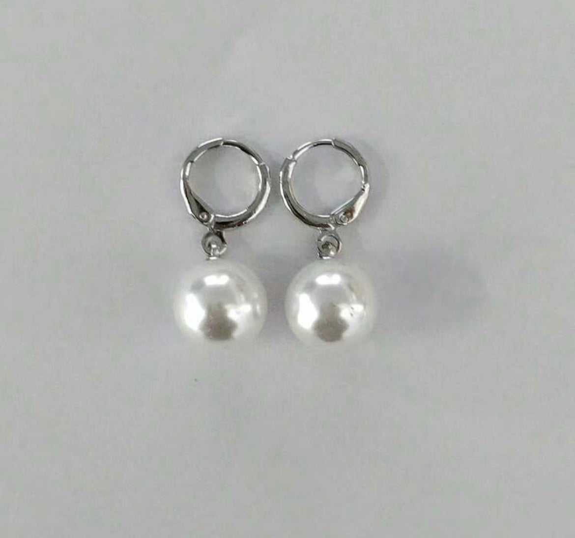 Silver Pearl Hoop Earrings