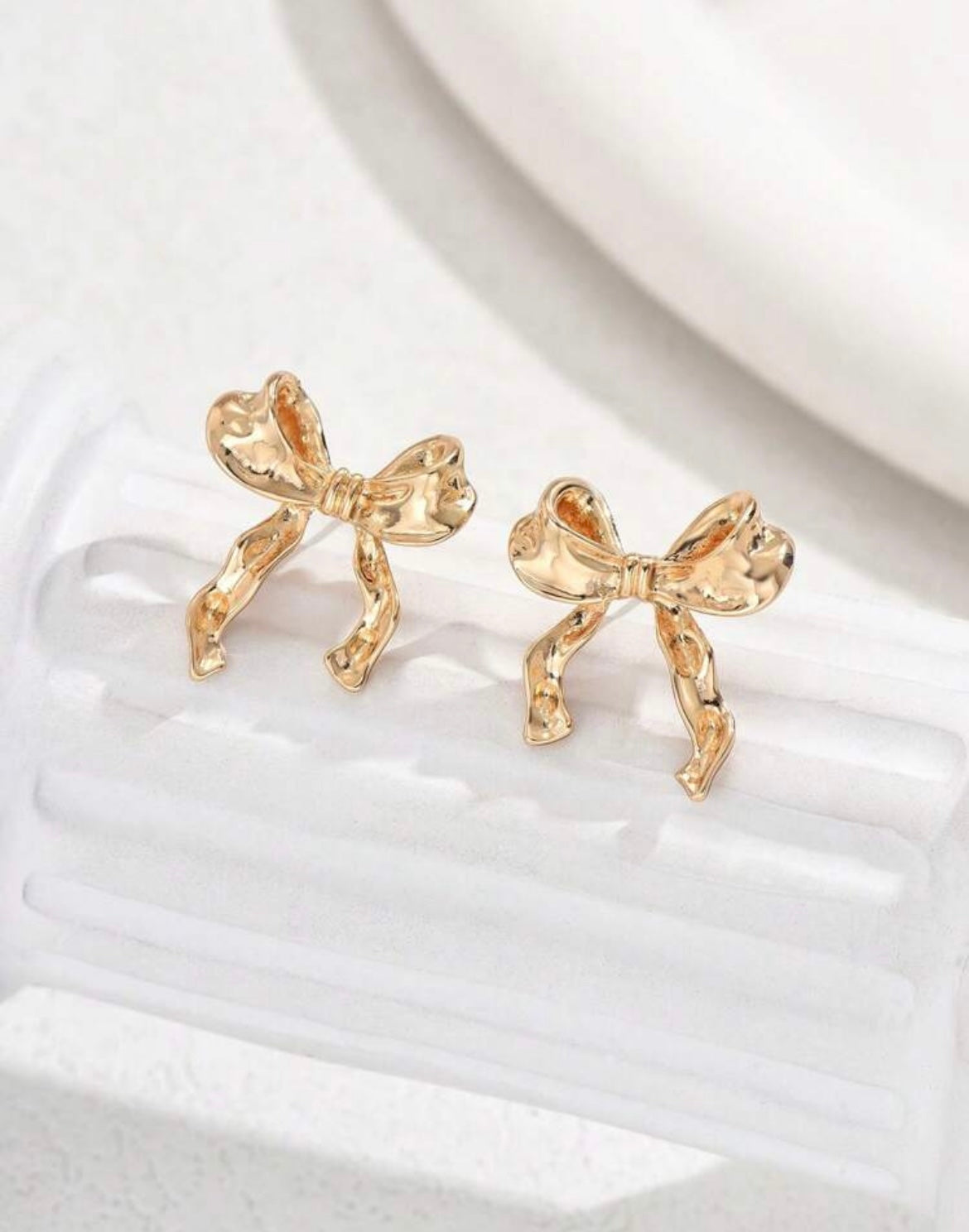 Gold Bow Stud Earrings