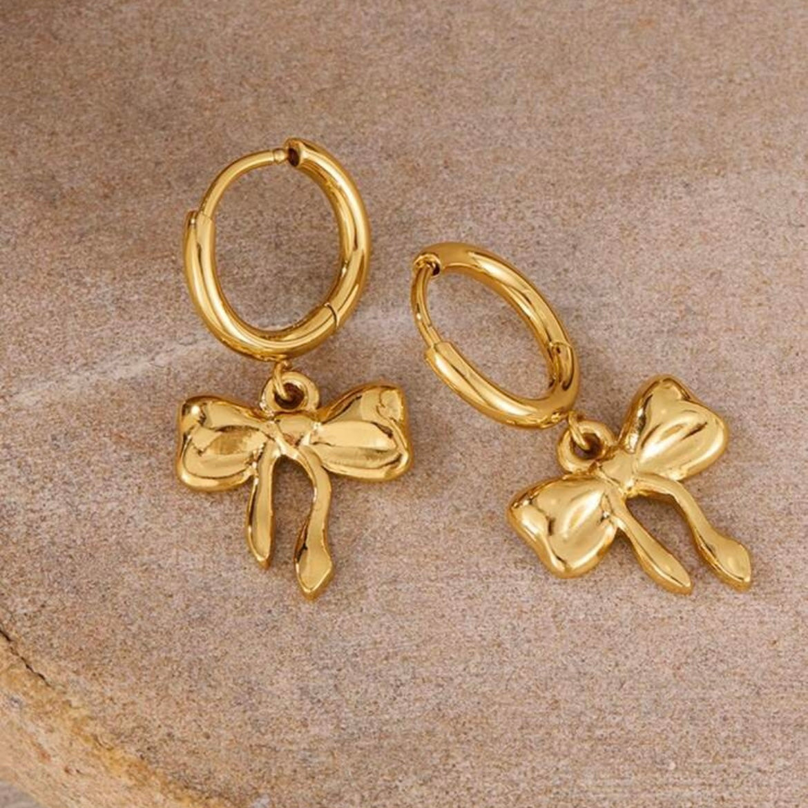 Gold Bow Hoop Earrings