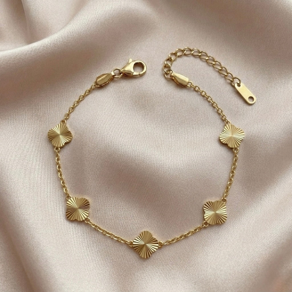Gold Clover Charm Bracelet